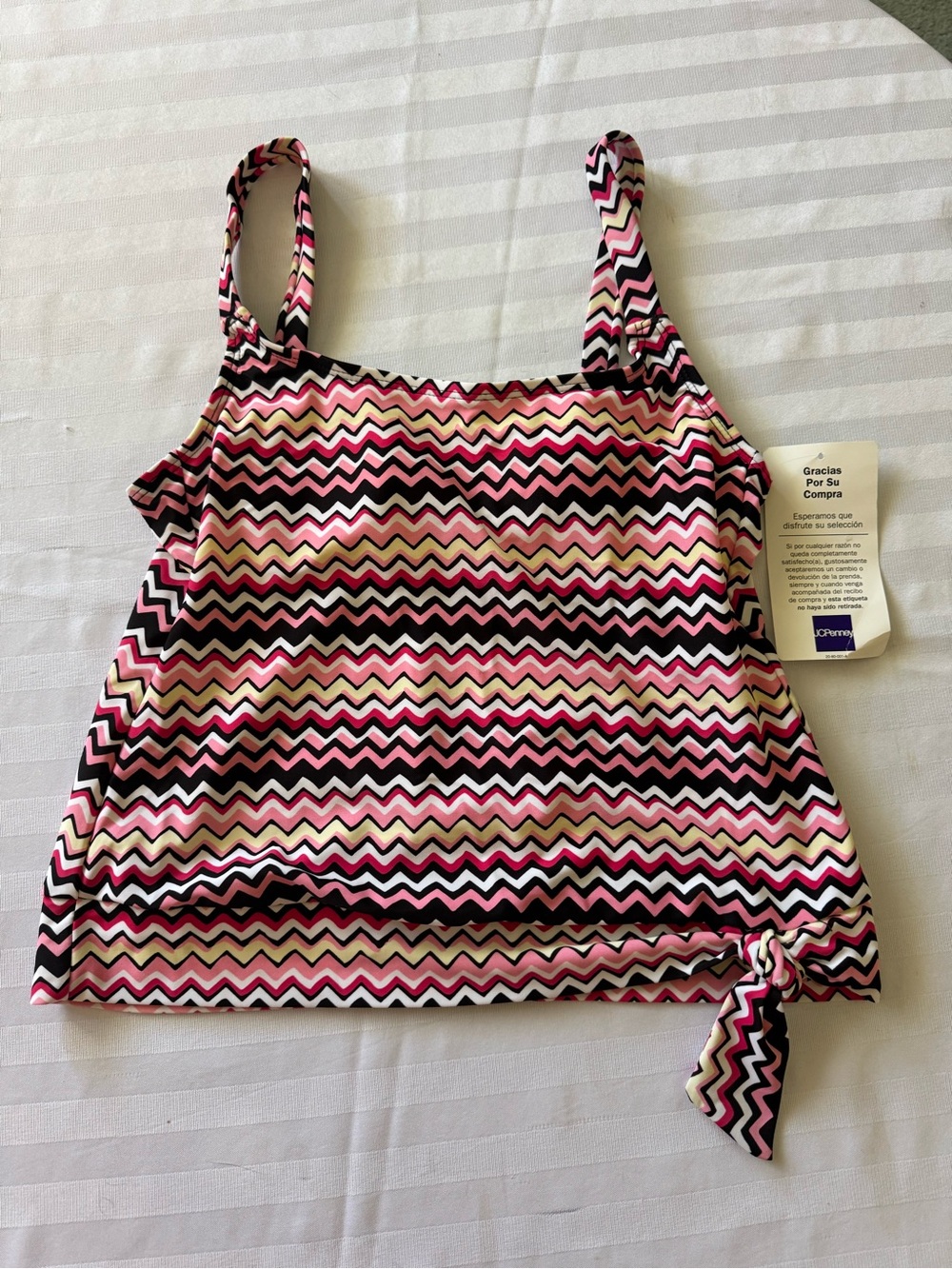 JCPenney Pink Chevron Tankini Top S by Barefoot miss of California